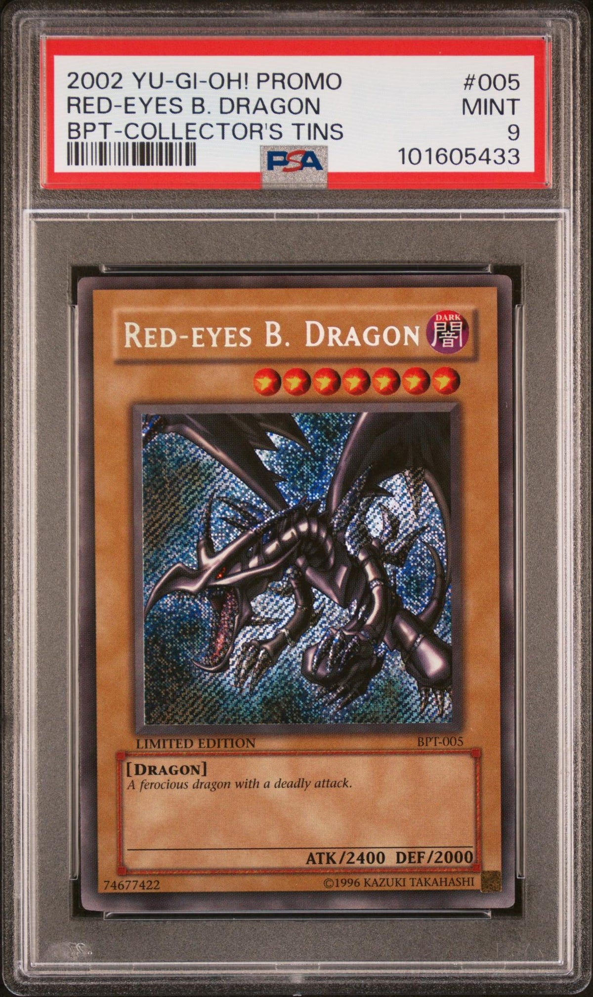 Pokémon Panini 2002 Yu-Gi-Oh Collector Tins Red-Eyes Black Dragon #Bpt005 PSA 9