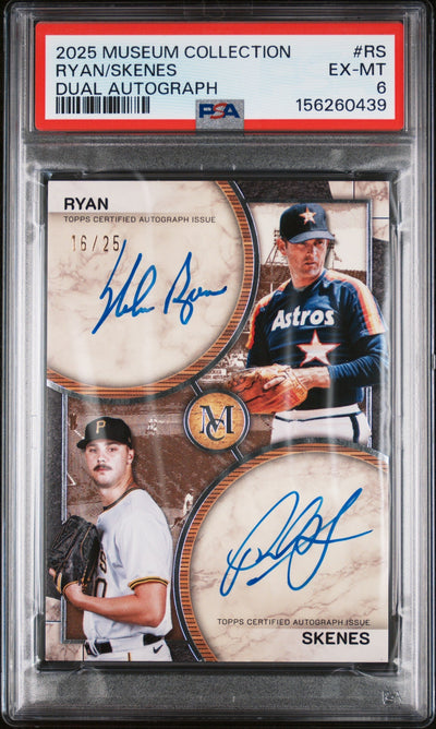 Baseball Topps 2025 Topps Museum Collection Dual On-Card Autographs Ryan/Skenes #Rs /25 PSA 6