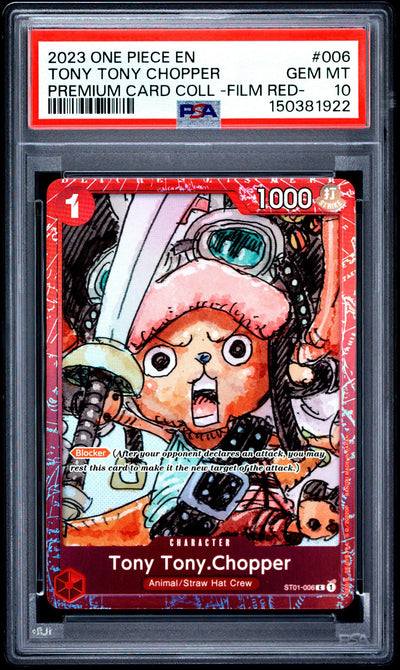One Piece TCG 2023 One Piece Premium Card Collection Film Red Tony Tony Chopper #St01-006 PSA 10