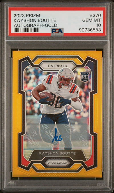 Football Panini 2023 Panini Prizm Autograph-Gold Kayshon Boutte #370 /10 PSA 10