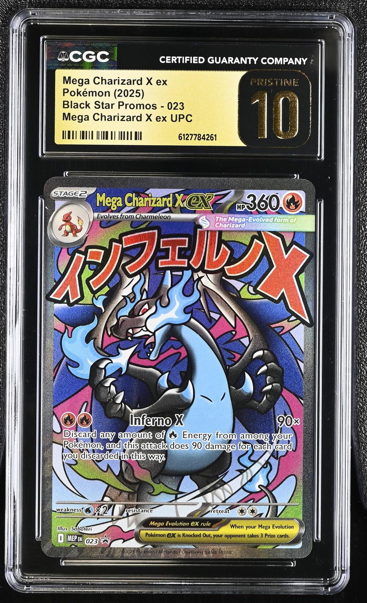 Pokémon Panini 2025 Black Star Promos #023 Mega Charizard X EX Mega Charizard X EX Upc CGC 10