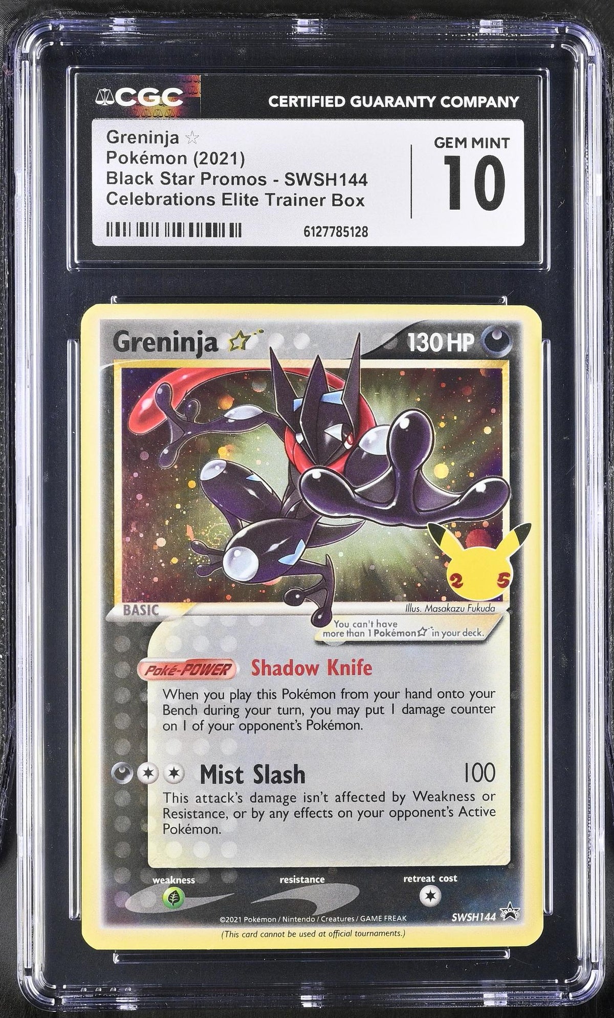 Pokémon Panini 2021 Black Star Promos #Swsh144 Greninja Celebrations Elite Trainer Box CGC 10