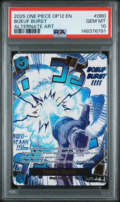 One Piece TCG 2025 One Piece Legacy Of The Master Alternate Art Boeuf Burst #Op12-060 PSA 10