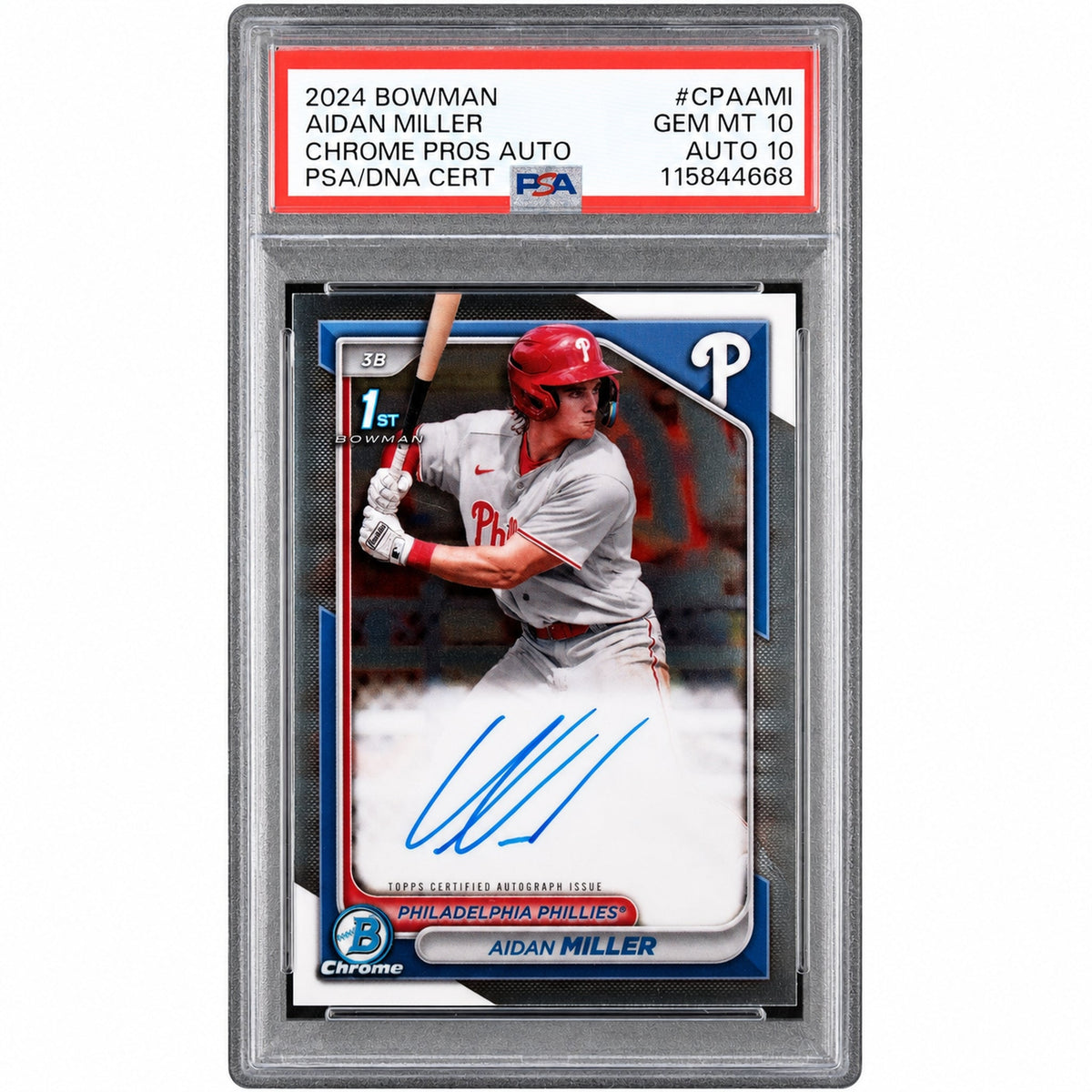 Baseball Bowman 2024 Bowman Chrome Prospect Autograph Aidan Miller #Cpa-Ami PSA 10