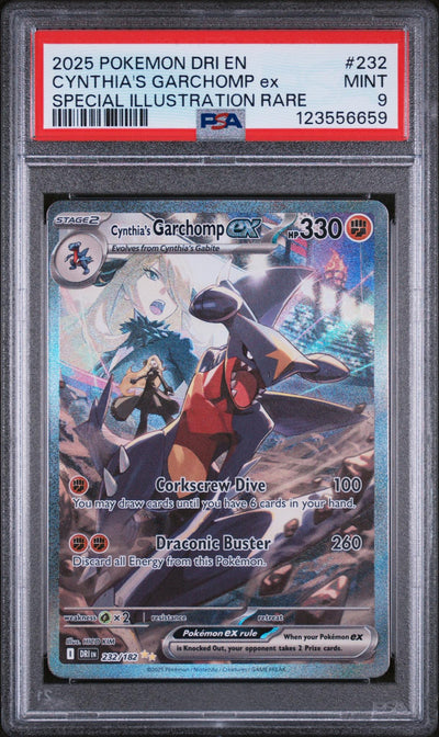 Pokémon Panini 2025 Pokemon Scarlet And Violet Destined Rivals Special Illustration Rare Cynthia'S Garchomp EX #232 PSA 9