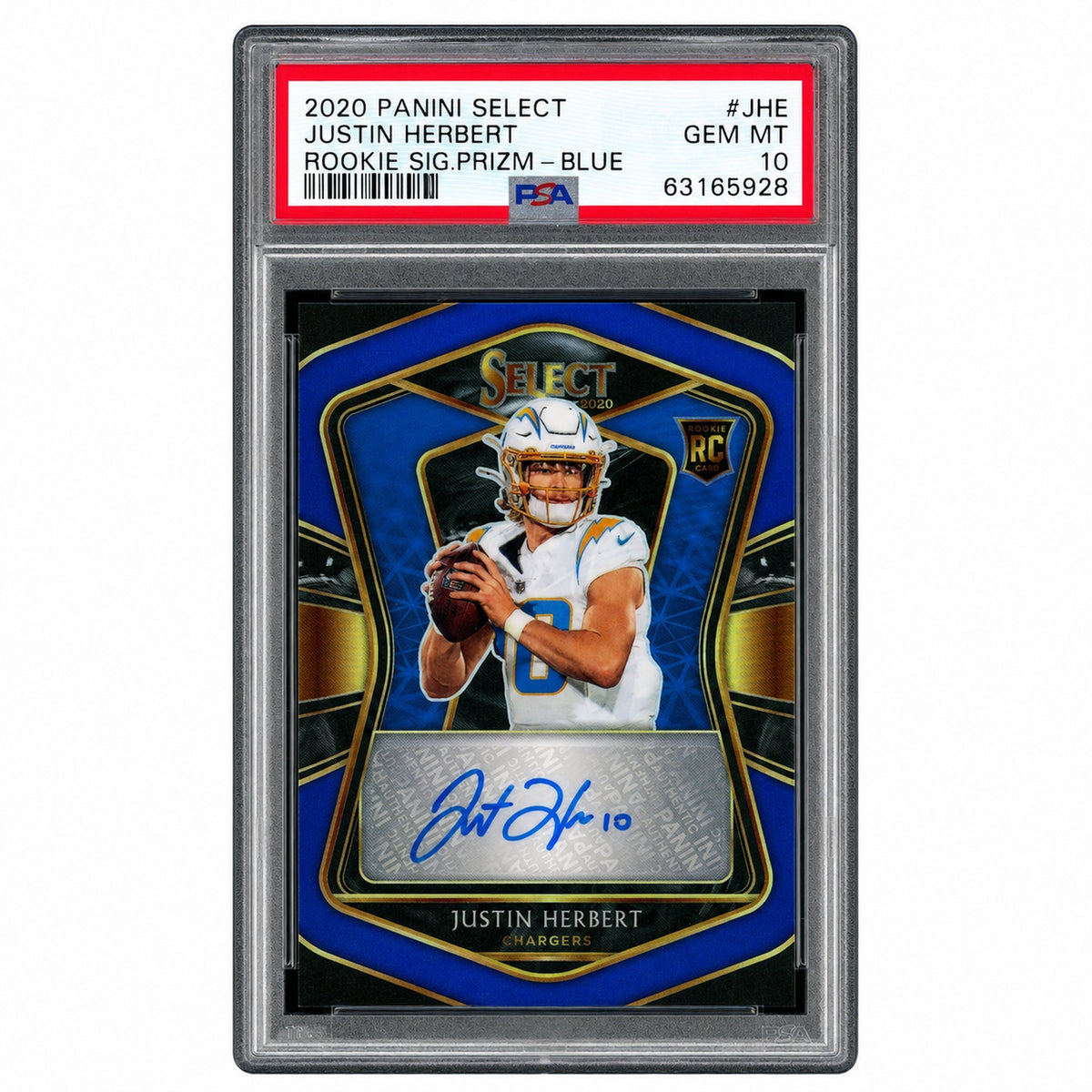 Pokémon Panini 2020 Panini Select Rookie Signature Prizm Blue Justin Herbert #4 /35 PSA 10 63165928