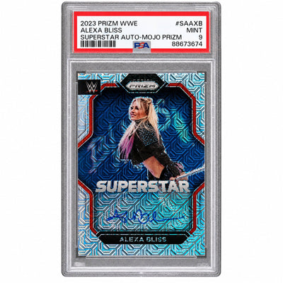 WWE Wrestling Panini 2023 Panini Prizm WWE Superstar Autographs Mojo Prizm Alexa Bliss #Saaxb /25 PSA 9