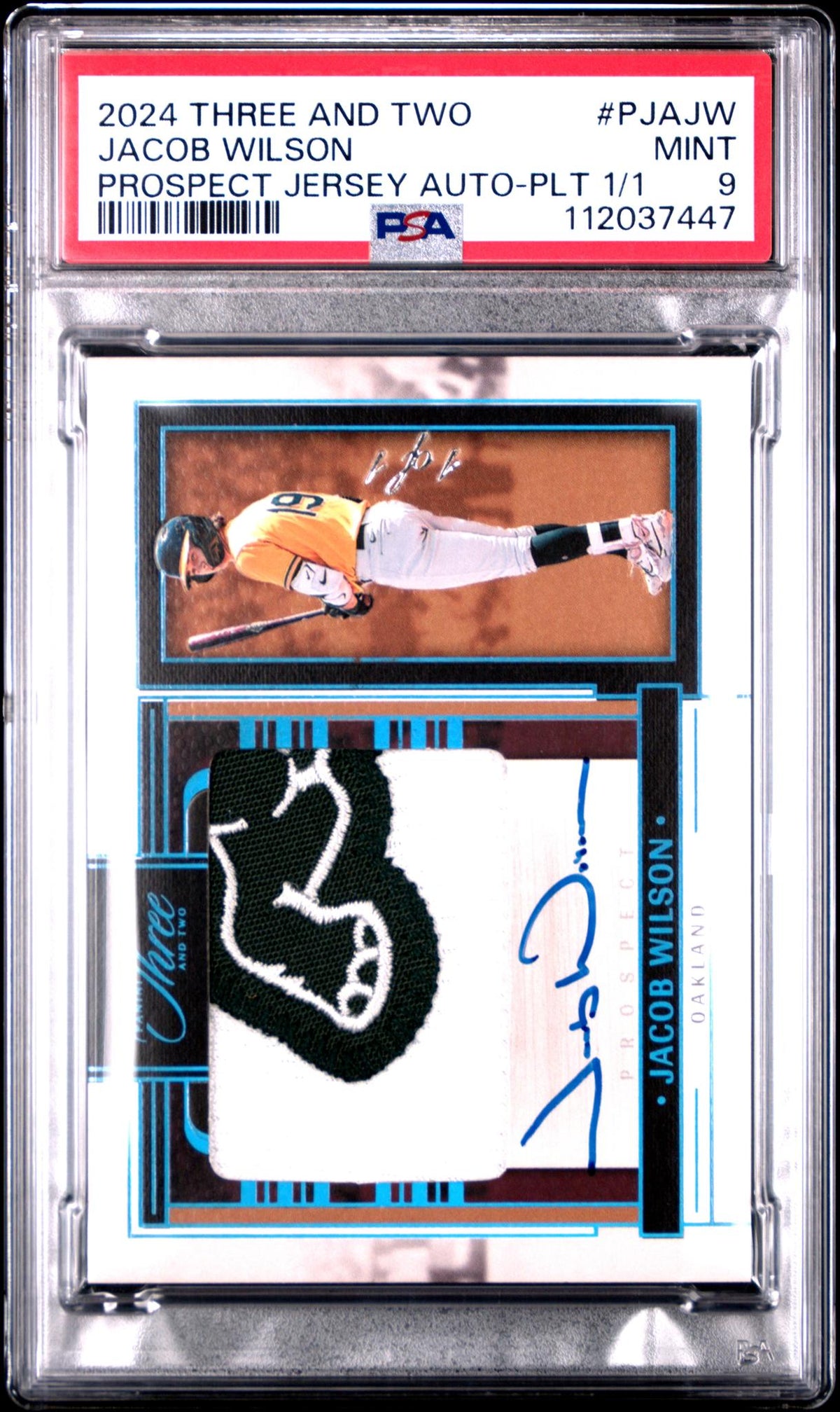 Baseball Panini 2024 Panini Three And Two Prospect Jersey Autographs Platinum Jacob Wilson #Pja-Jw /1 1/1 PSA 9