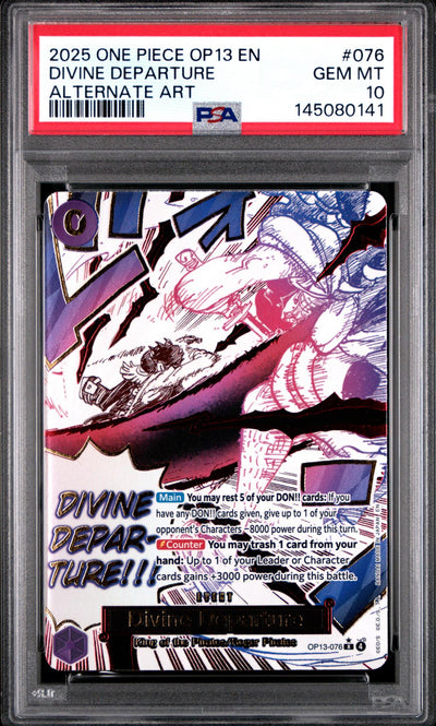 One Piece TCG Bandai 2025 One Piece Carrying On His Will Alternate Art Divine Departure #Op13076 PSA 10