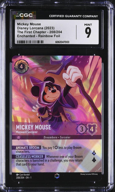 Disney Lorcana 2023 Disney Lorcana #208/204 Mickey Mouse Enchanted CGC 9
