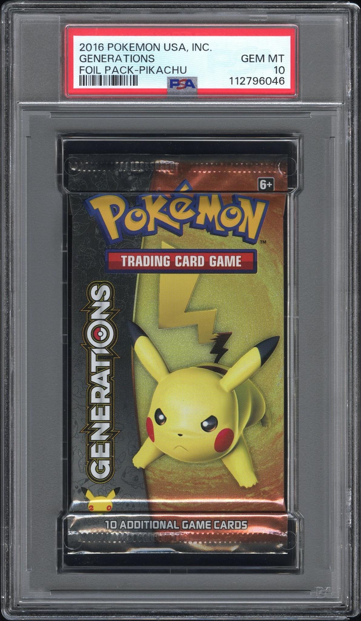 Pokémon Panini 2016 Pokemon Usa, Inc. Generations Foil Pack Pikachu Foil Pack PSA 10 112796046