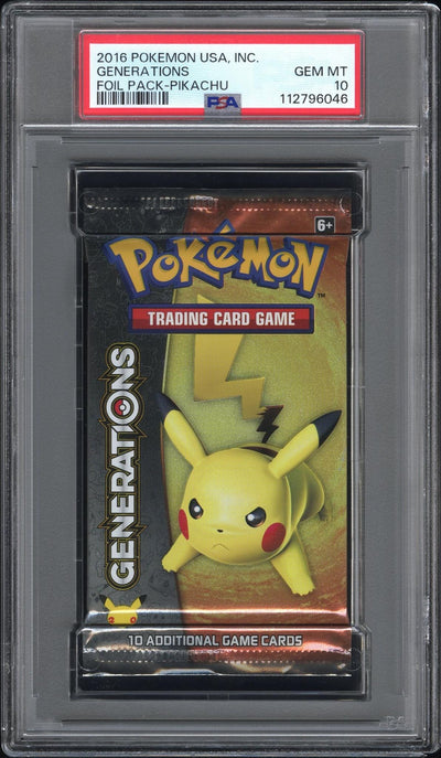 Pokémon Panini 2016 Pokemon Usa, Inc. Generations Foil Pack Pikachu Foil Pack PSA 10 112796046