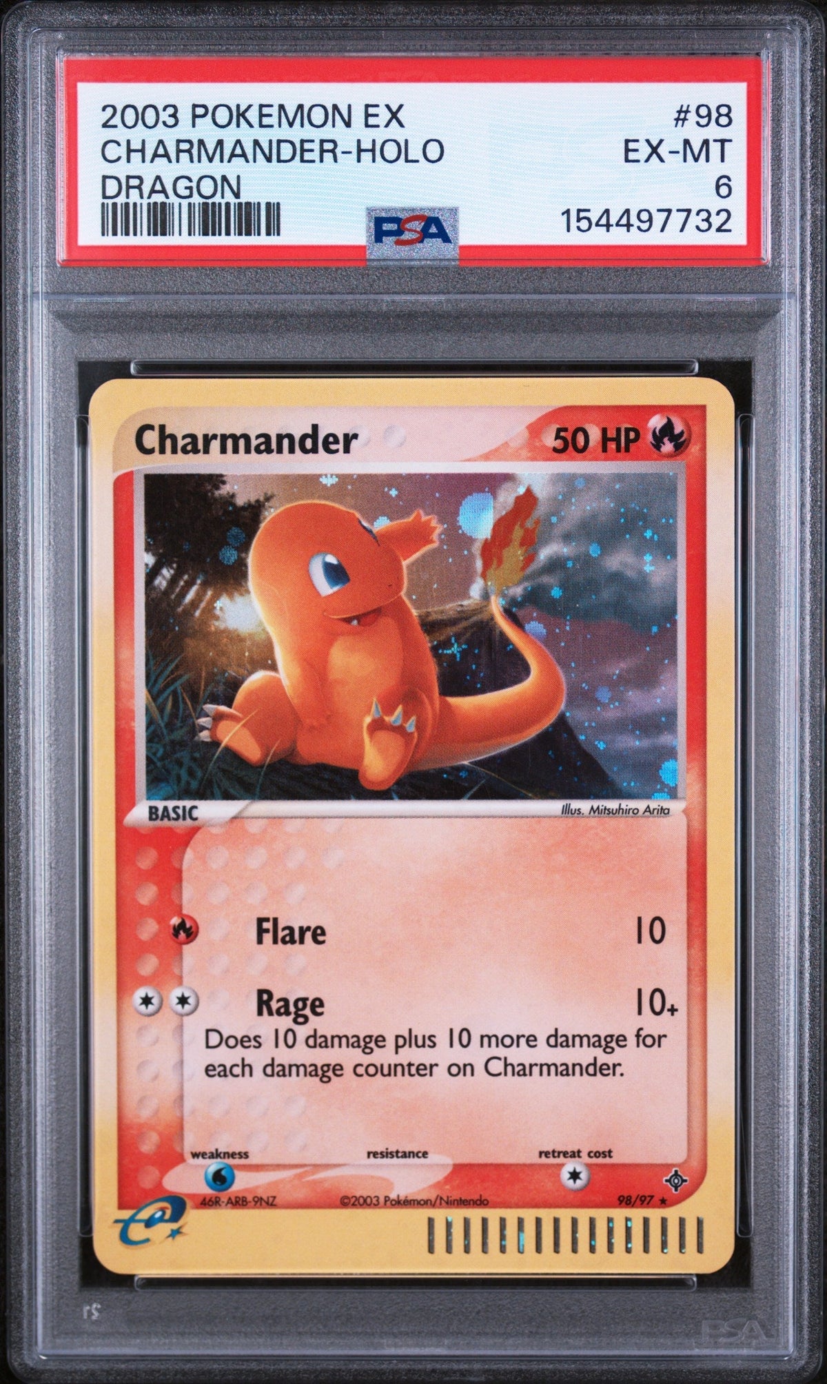 Pokémon 2003 Pokemon EX Dragon Holo Charmander #98 PSA 6