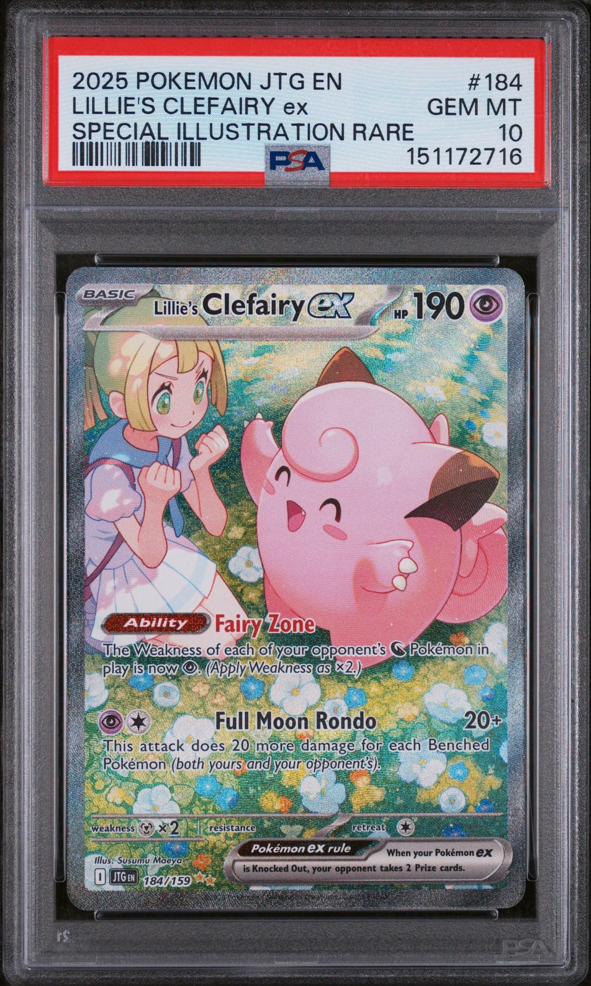 Pokémon 2025 Pokemon Scarlet And Violet Journey Together Special Illustration Rare Lillie'S Clefairy EX #184 PSA 10
