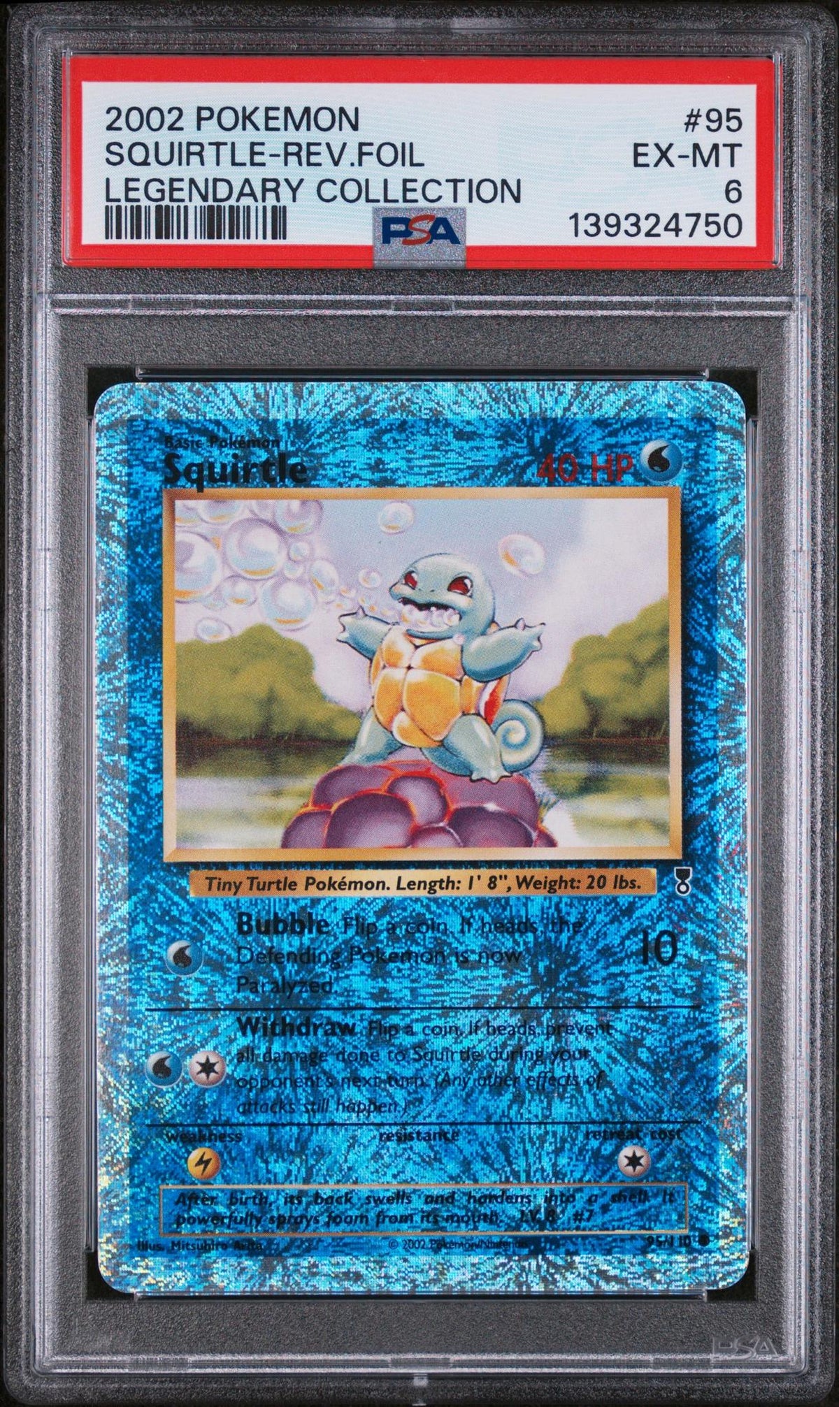 Pokémon 2002 Pokemon Legendary Collection Reverse Foil Squirtle #95 PSA 6