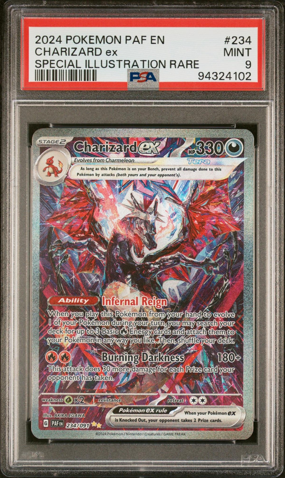 Pokémon 2024 Pokemon Scarlet And Violet Paldean Fates Special Illustration Rare Charizard EX #234 PSA 9