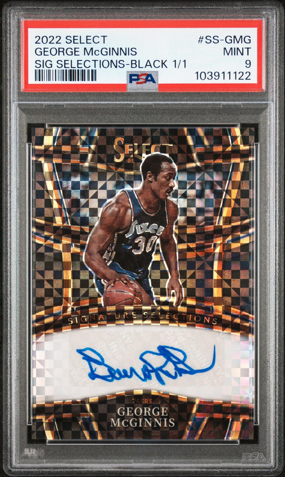 Basketball Panini 2022 Panini Select Signature Selections Black 1/1 George Mcginnis #Ss-Gmg PSA 9