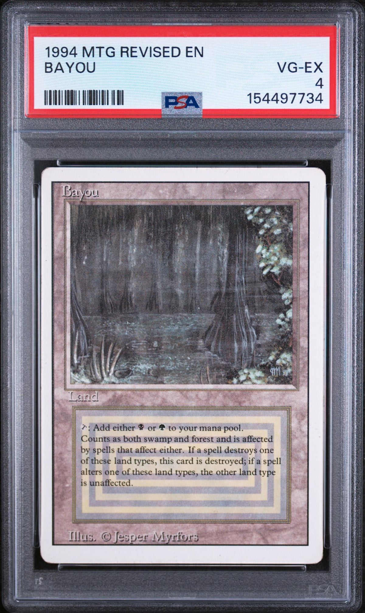 Magic The Gathering 1994 Magic The Gathering Revised Edition Bayou PSA 4
