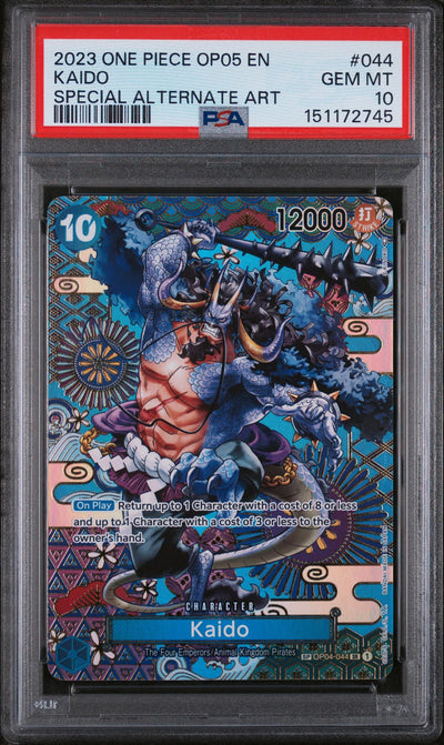 One Piece TCG 2023 One Piece Awakening Of The New Era Special Alternate Art Kaido #Op04-044 PSA 10