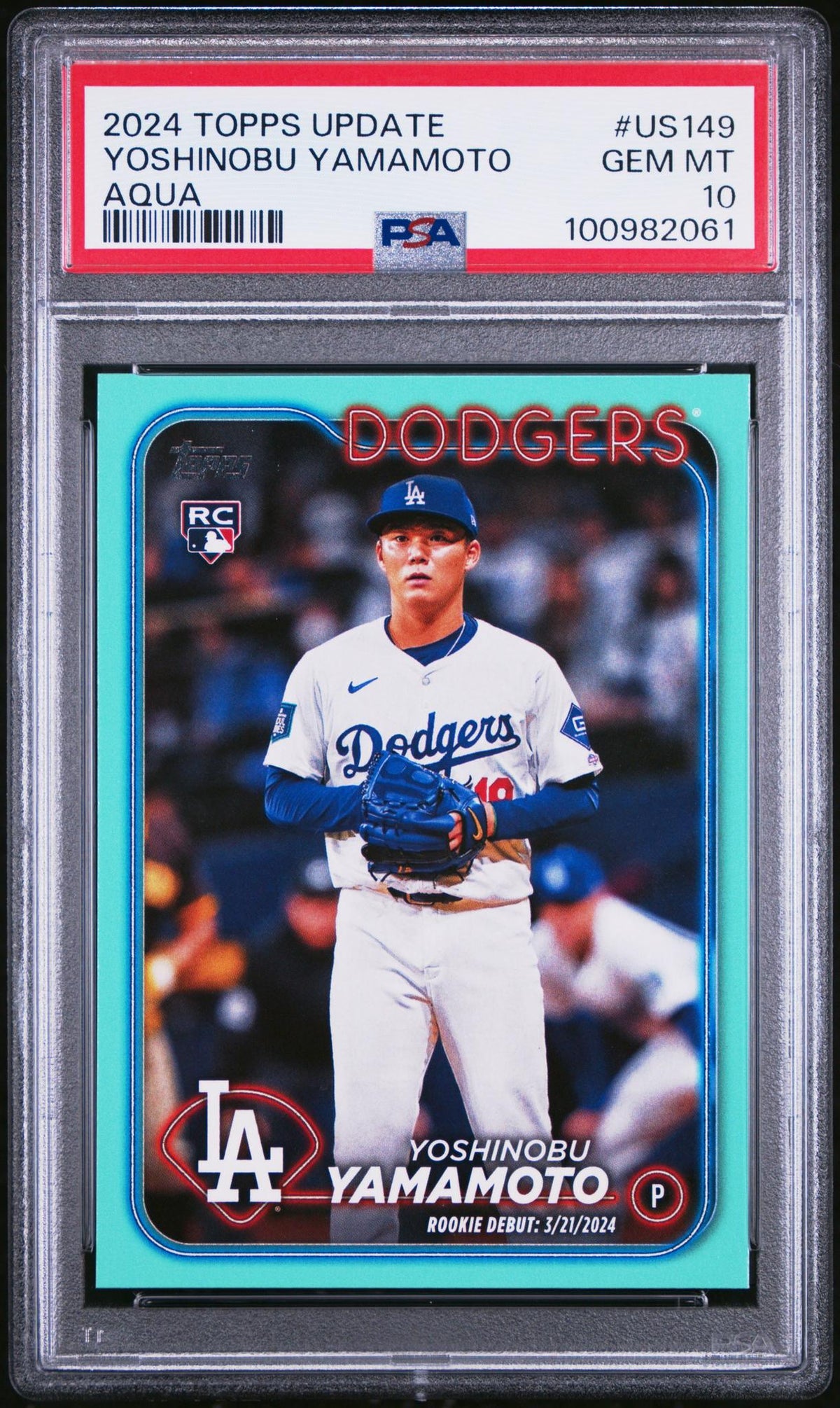 Baseball Topps 2024 Topps Update Aqua Yoshinobu Yamamoto #Us149 PSA 10