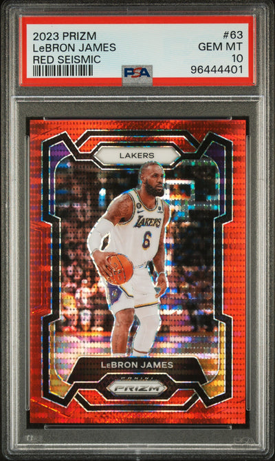 Basketball Panini 2023 Panini Prizm Red Seismic Lebron James #63 /299 PSA 10