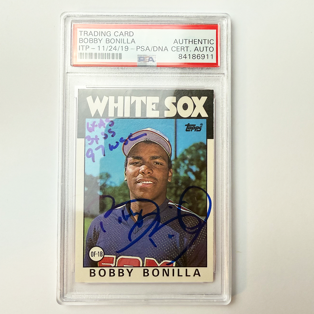 Bobby Bonilla Signed 1986 Topps Traded #12T Rookie With 3 Inscriptions PSA Itp Auto