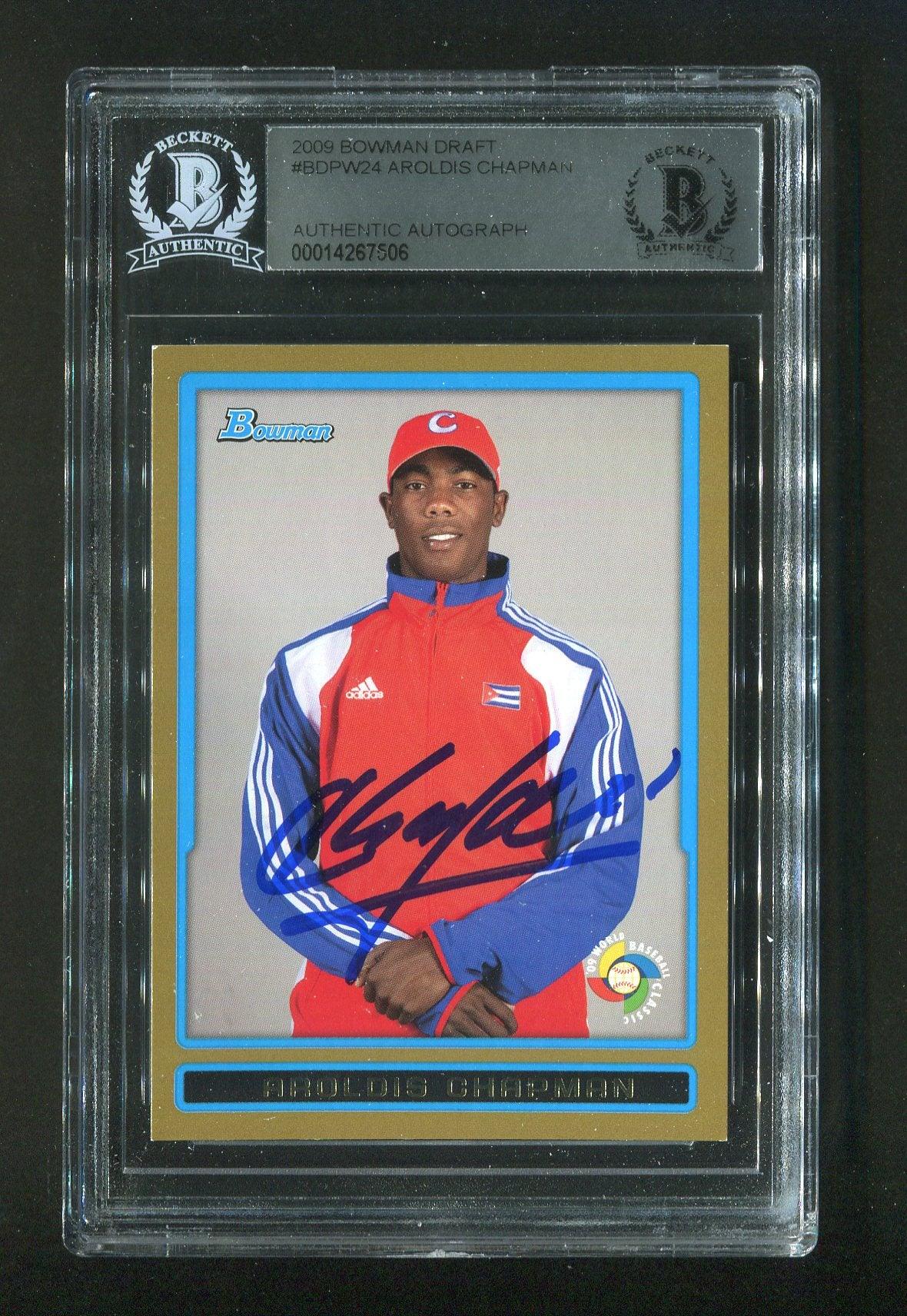 2009 Aroldis Chapman BGS Authentic Autograph Bowman Draft #Bdpw24 Signed Rookie Baseball Card