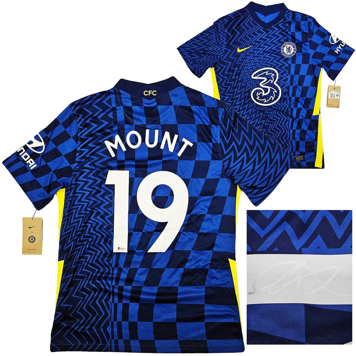 Chelsea F.C. Mason Mount Autographed Blue Nike Jersey Size M In Silver Beckett Bas Stock #196479