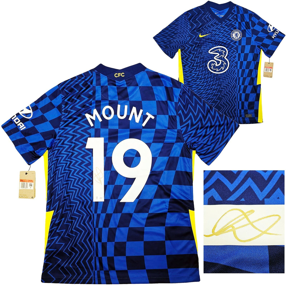 Chelsea F.C. Mason Mount Autographed Blue Nike Jersey Size L In Gold Beckett Bas Stock #196475