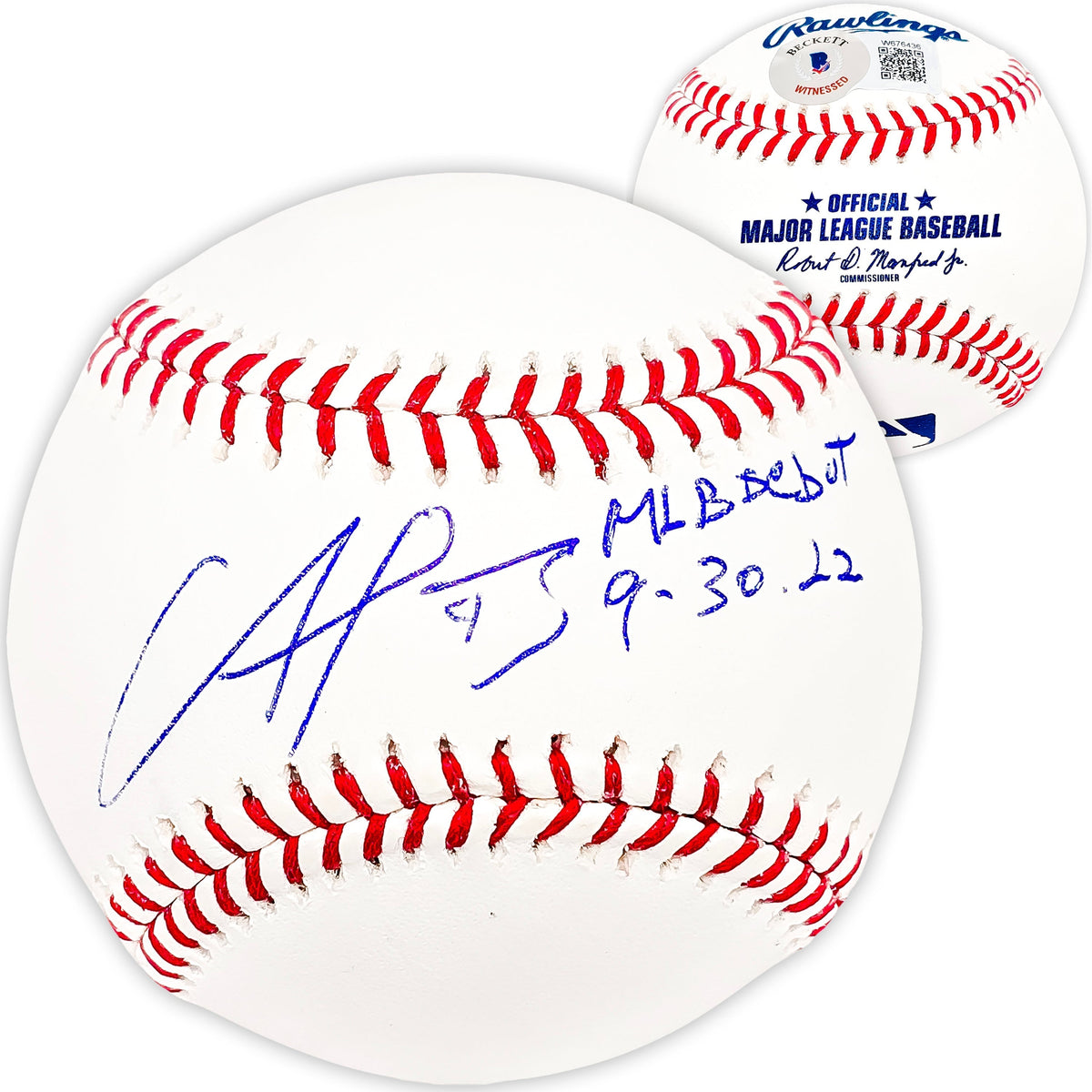Francisco Alvarez Autographed Official MLB Baseball New York Mets "MLB Debut 9.30.22" Beckett Bas Witness Stock #218617
