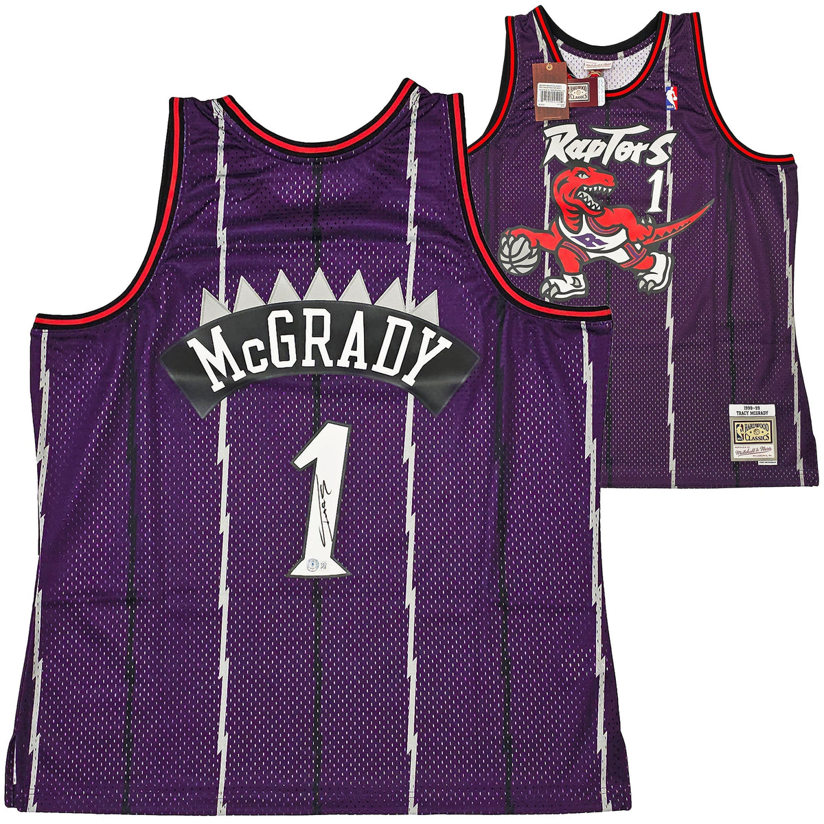 Toronto Raptors Tracy Mcgrady Autographed Purple Authentic Mitchell & Ness 1998-99 Hwc Swingman Jersey Size Xxl Beckett Bas Witness Stock #216978