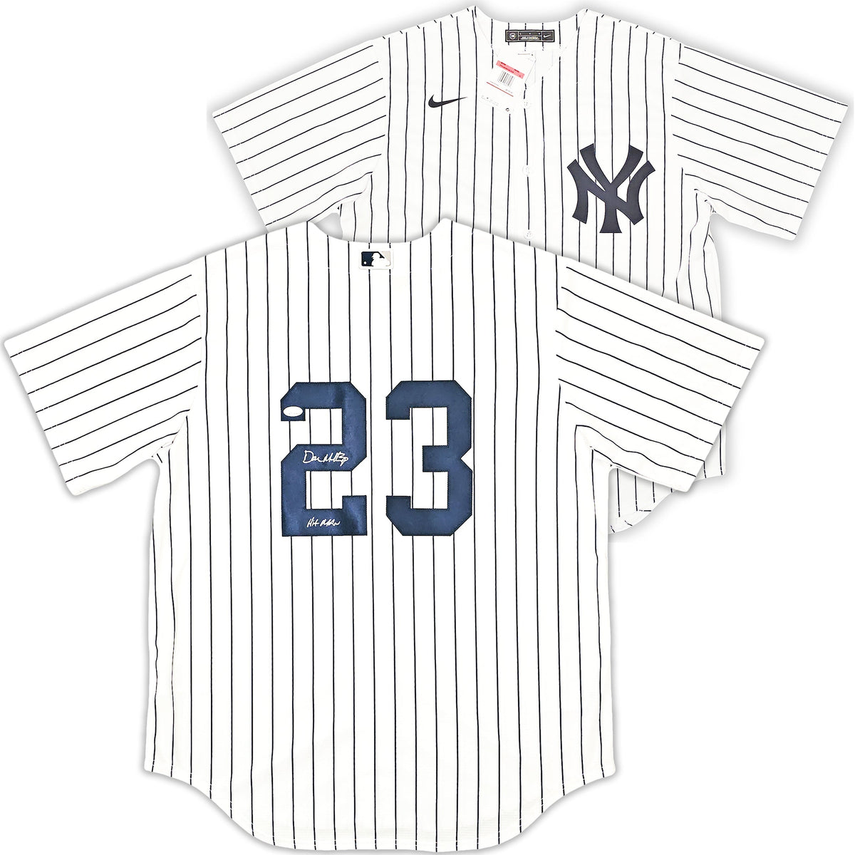 New York Yankees Don Mattingly Autographed White Pinstripe Nike Jersey Size L "Hit Man" Jsa Stock #217970