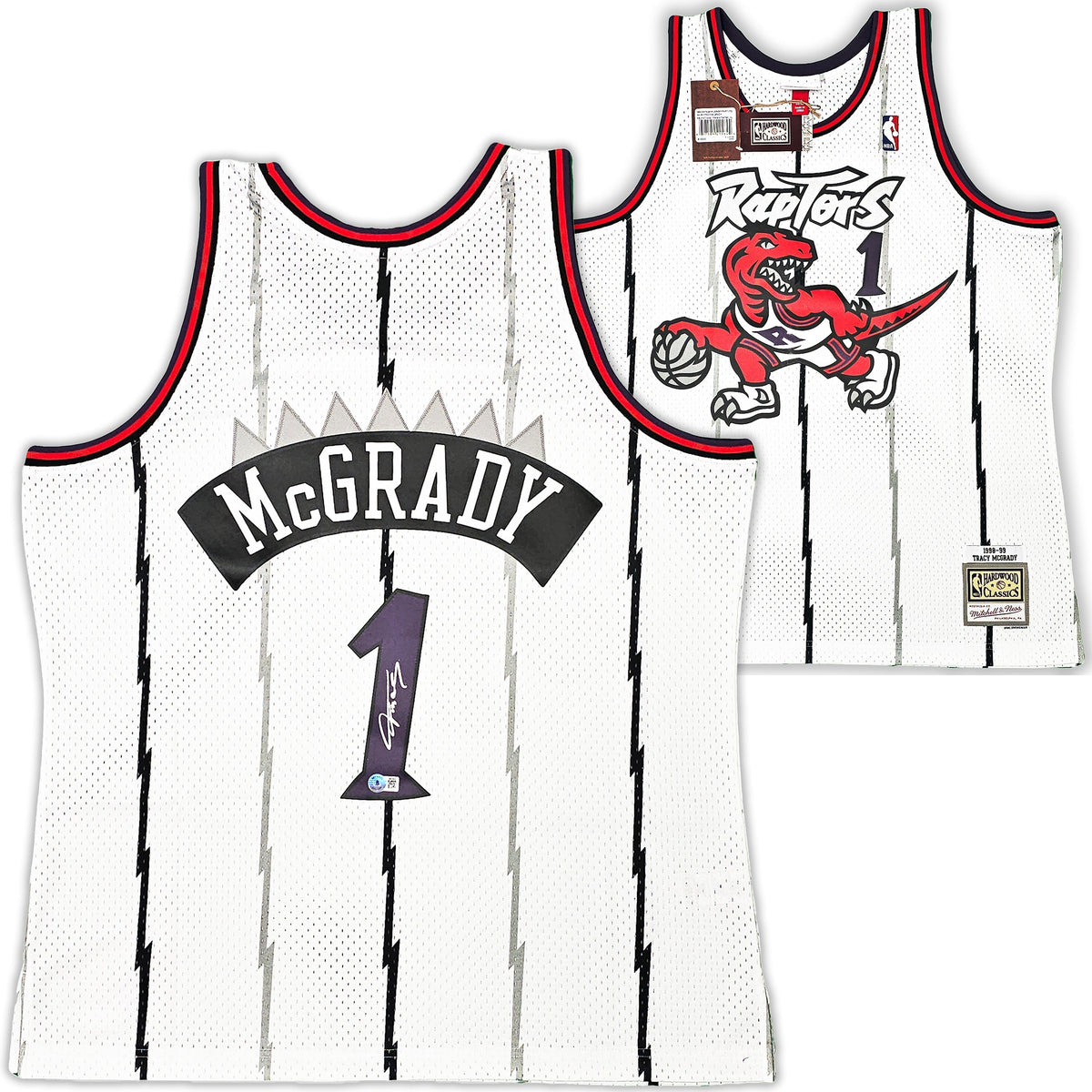 Toronto Raptors Tracy Mcgrady Autographed White Authentic Mitchell & Ness 1998-99 Hwc Swingman Jersey Size Xl Beckett Bas Witness Stock #216976