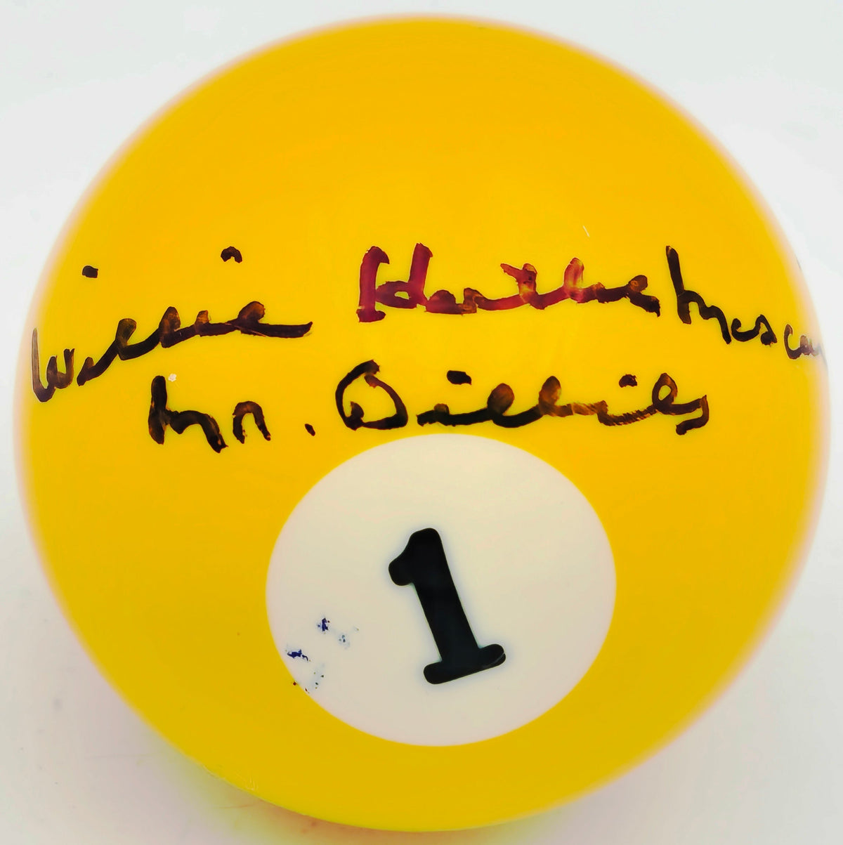 Willie "Hustler" Mosconi Autographed Billiards Pool Ball #1 "Mr. Billiards" Jsa #Ap63462