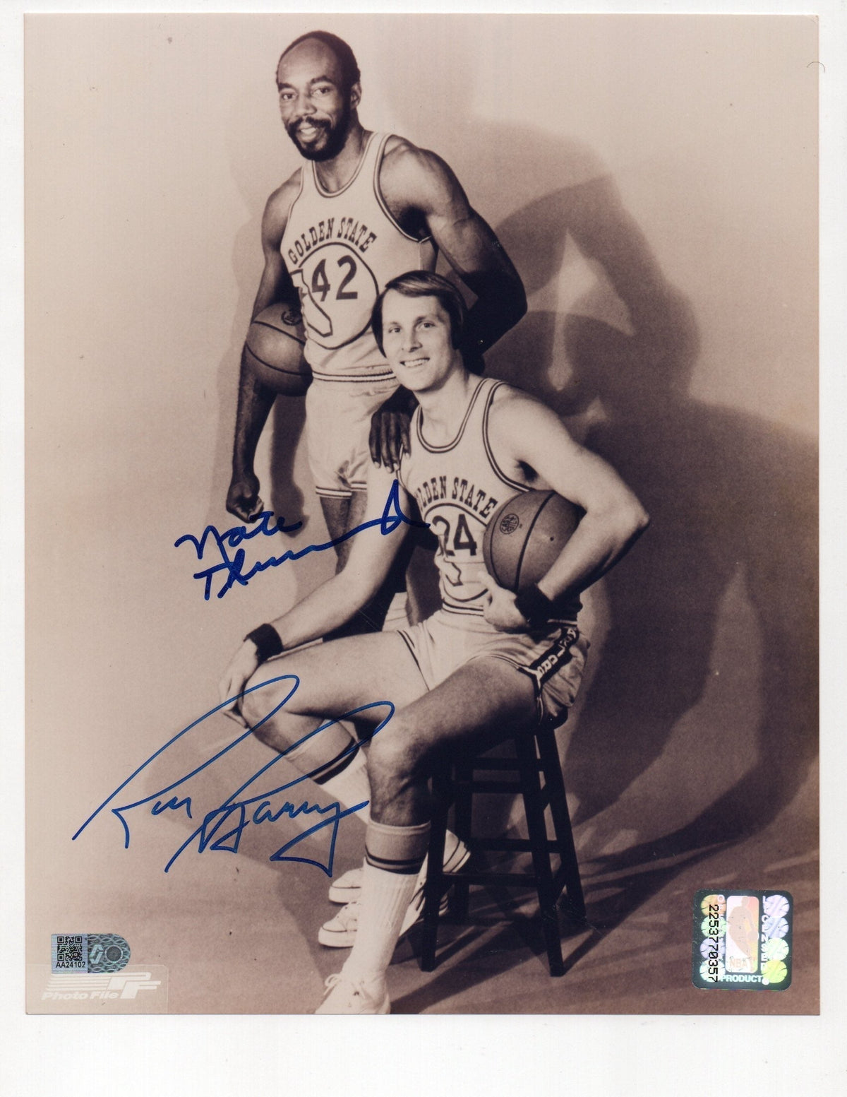 Nate Thurmond & Rick Barry Signed 8X10 Photo (Aiv Aa24102)