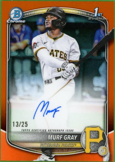 Baseball Topps 2025 Bowman Chrome Murf Gray Orange 1st Auto /25