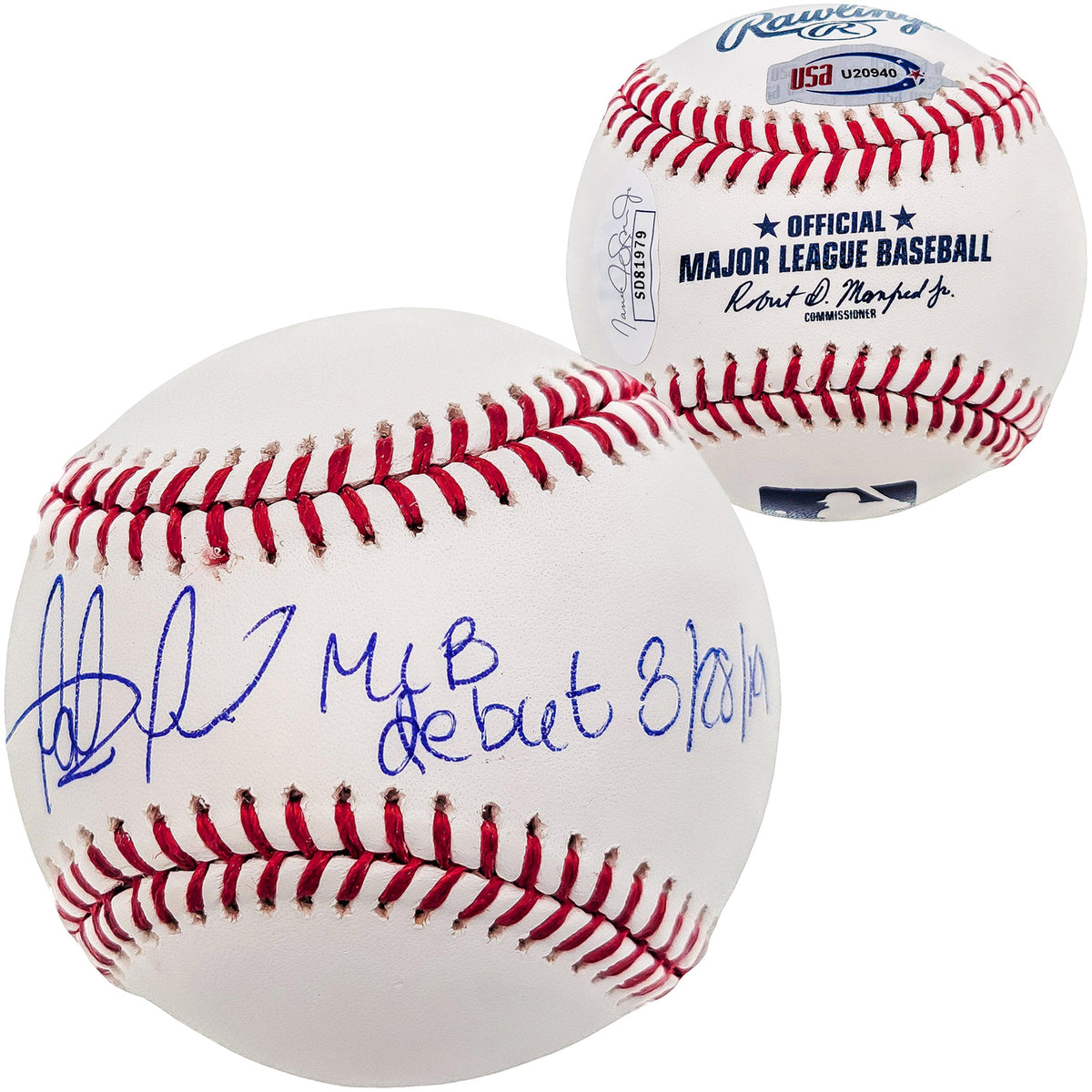 Fernando Tatis Jr. Autographed Official MLB Baseball San Diego Padres "MLB Debut 3/28/2019" Jsa Stock #202014