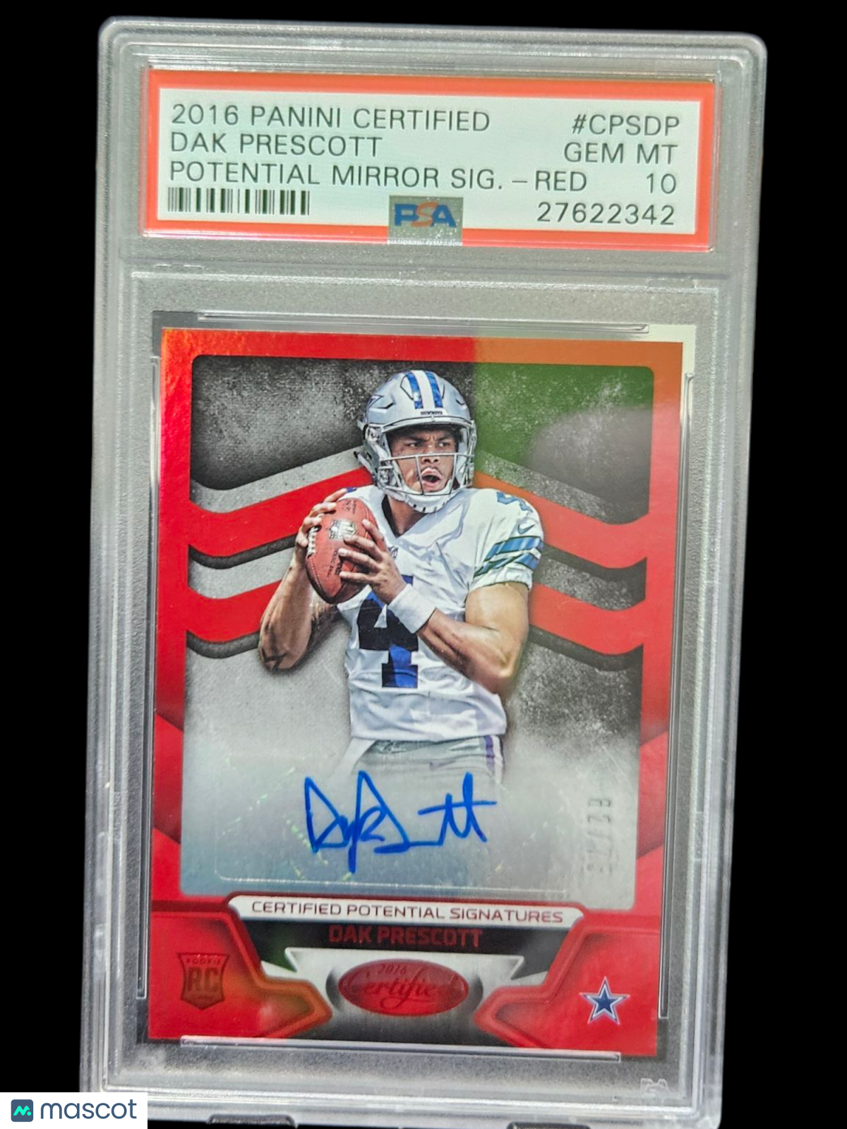 Sports Panini 2016 Panini Certified Potential Mirror Signatures Dak Prescott #Cpsdp Red PSA 10