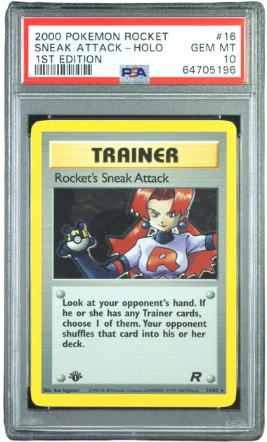Pokémon PSA 10 Sneak Attack-Holo 1st Ed. Team Rocket