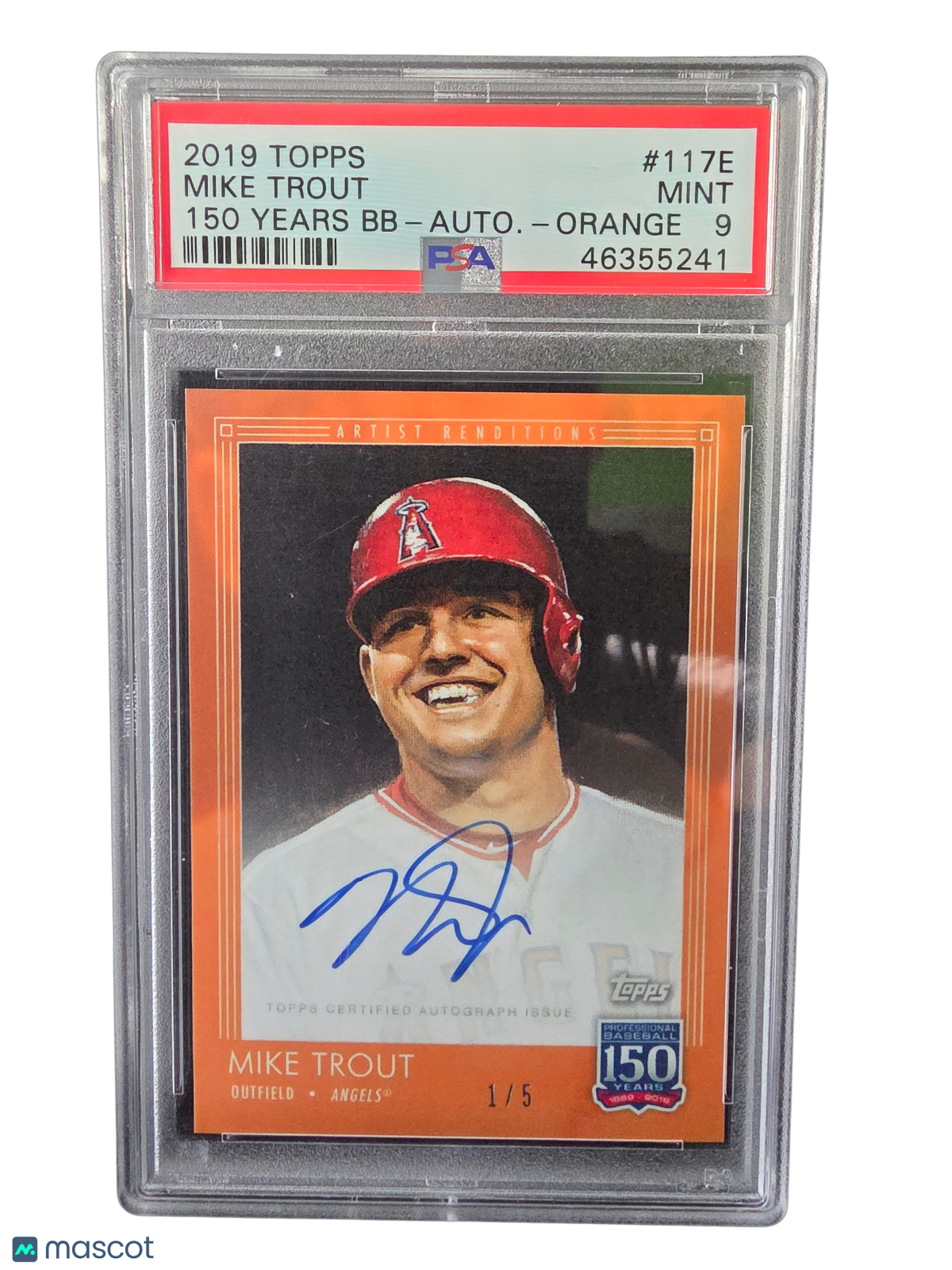 Baseball Topps 2019 Topps 150 Years Of Baseball Mike Trout #117e Bb Autograph Orange PSA 9