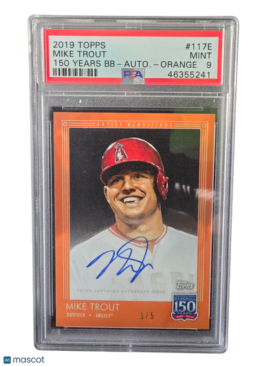 Baseball Topps 2019 Topps 150 Years Of Baseball Mike Trout #117e Bb Autograph Orange PSA 9