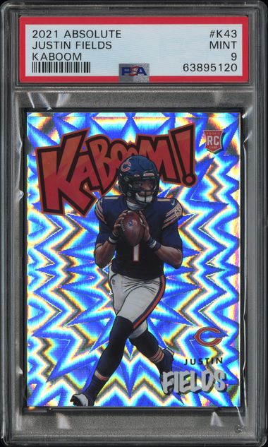 Sports Panini Justin Fields 2021 Panini Absolute Kaboom! Rookie Card (Vertical) PSA 9