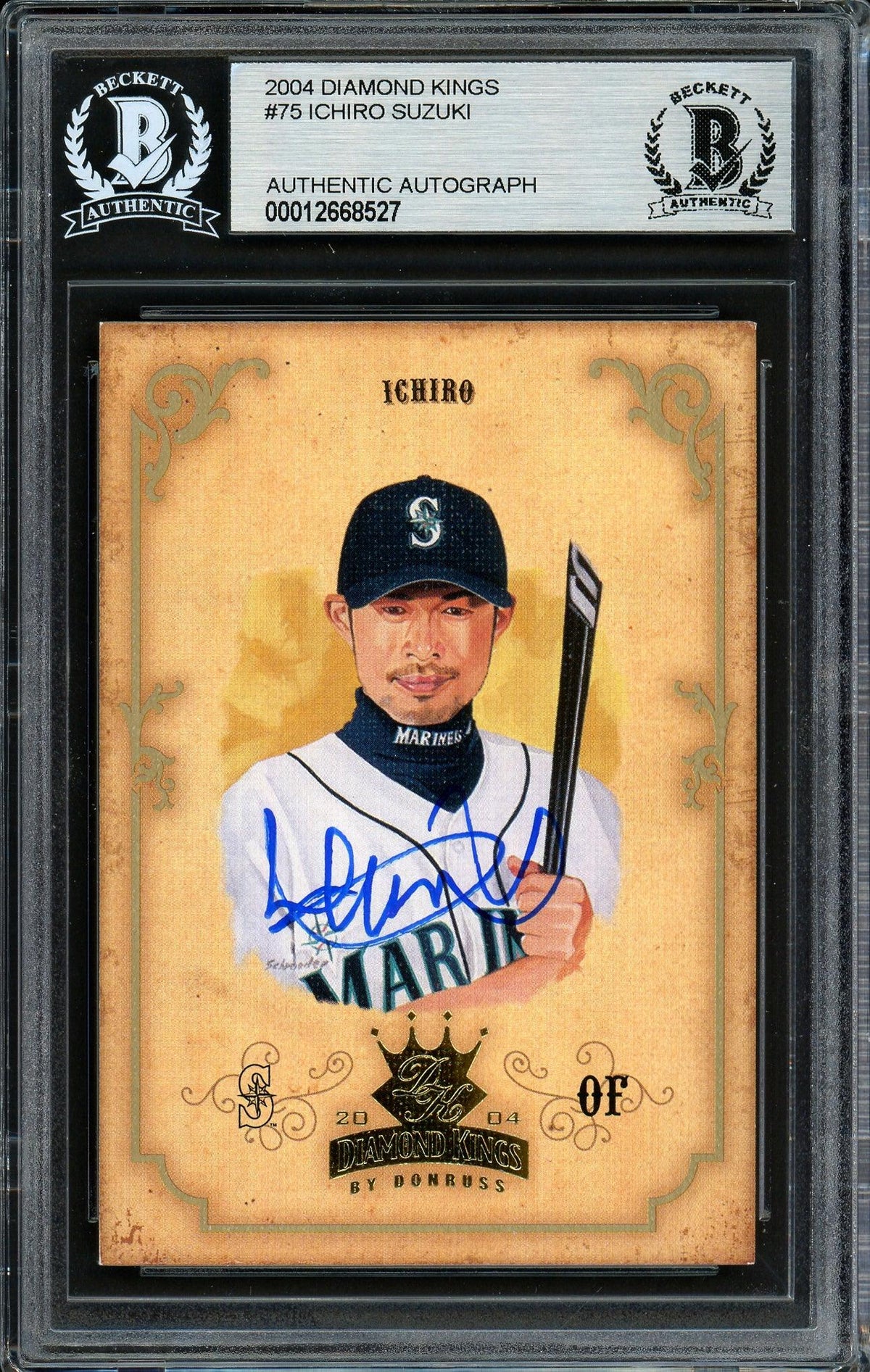 Ichiro Suzuki Autographed 2004 Donruss Diamond Kings Card #75 Seattle Mariners Beckett Bas Stock #191268