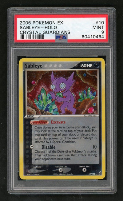 Pokémon Panini 2006 Pokemon EX Crystal Guardians Holo Sableye #10 PSA 9