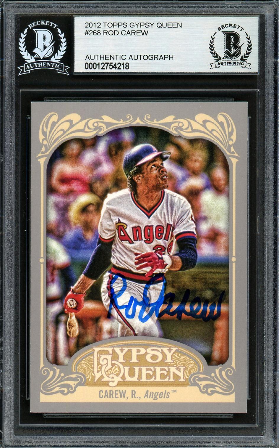 Rod Carew Autographed 2012 Topps Gypsy Queen Card #268 California Angels Beckett Bas Stock #193343