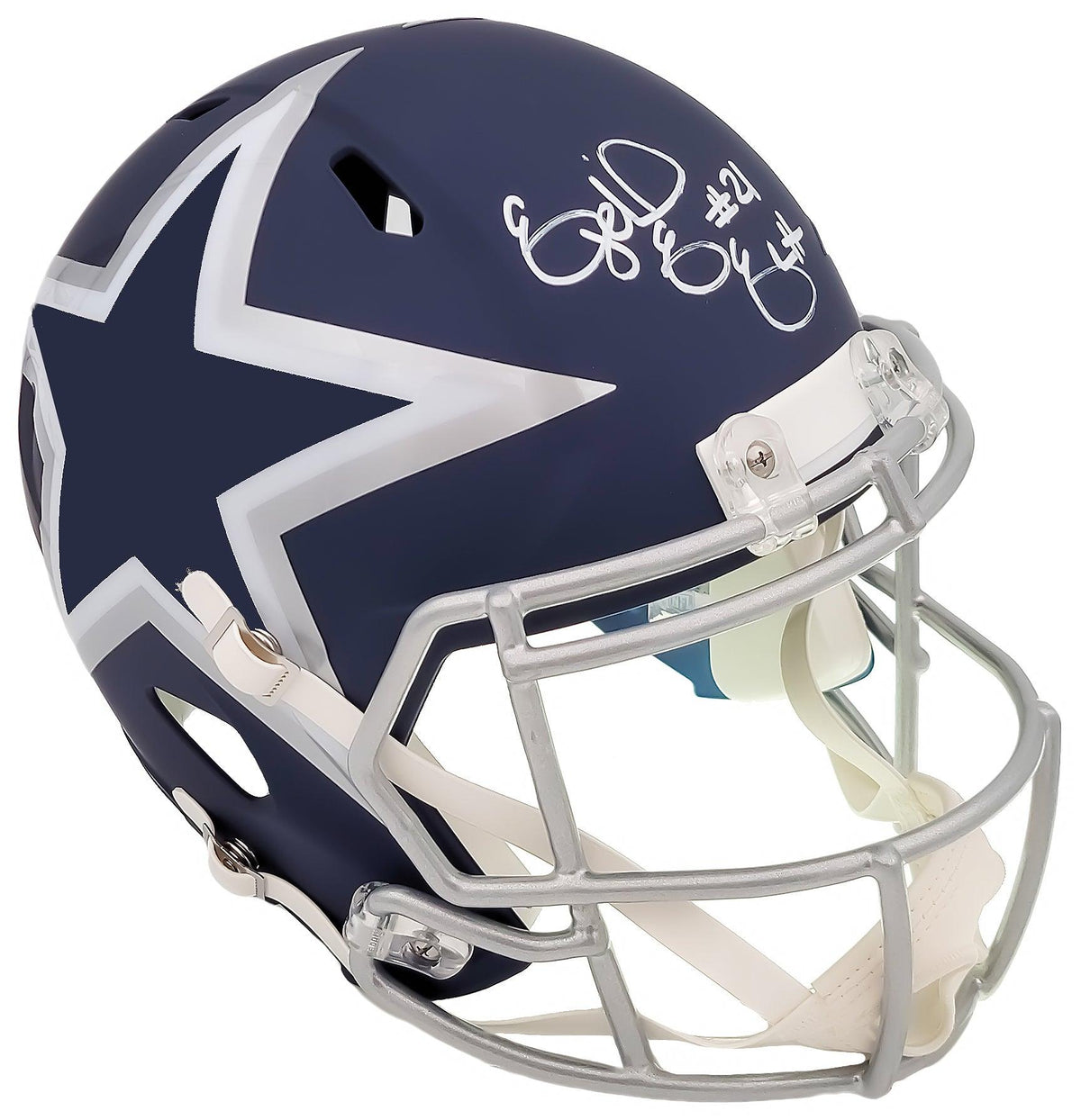 Ezekiel Elliott Autographed Dallas Cowboys Amp Blue Full Size Replica Speed Helmet Beckett Bas Qr Stock #203006