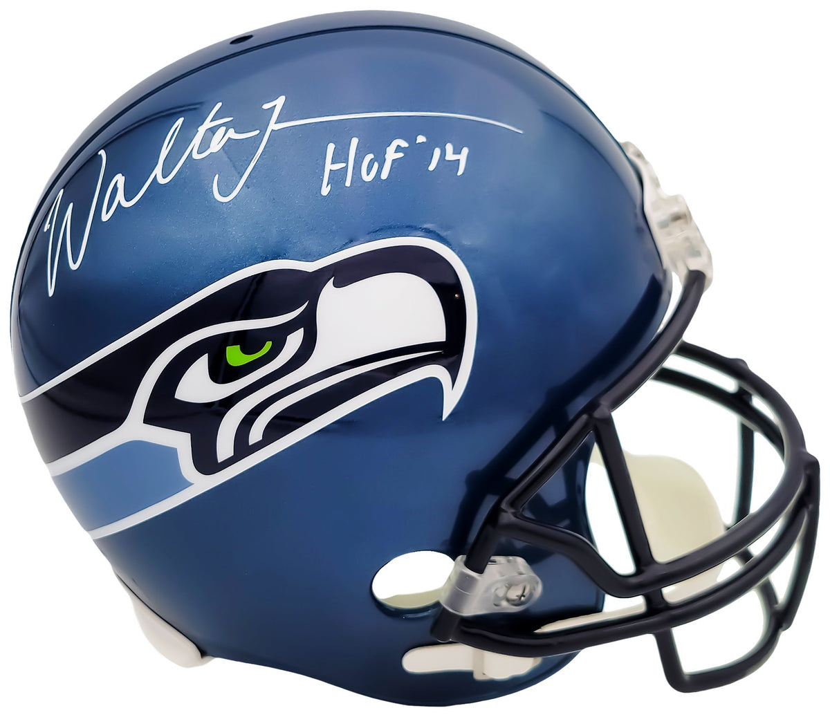 Walter Jones Autographed Seattle Seahawks Blue Full Size Replica Helmet "Hof 14" Mcs Holo Stock #203082