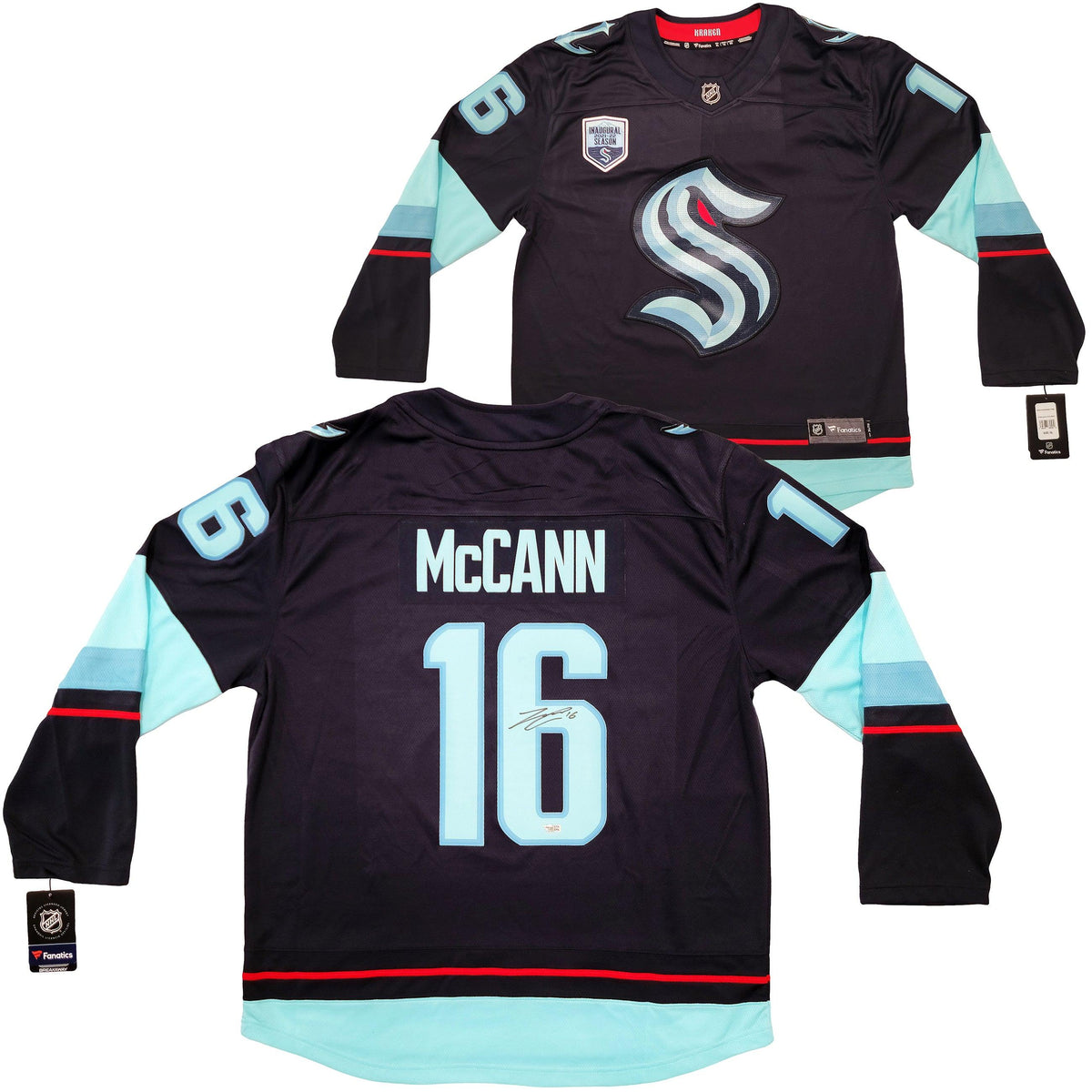 Seattle Kraken Jared Mccann Autographed Navy Fanatics Breakaway Jersey Size Xl Fanatics Holo Stock #203030