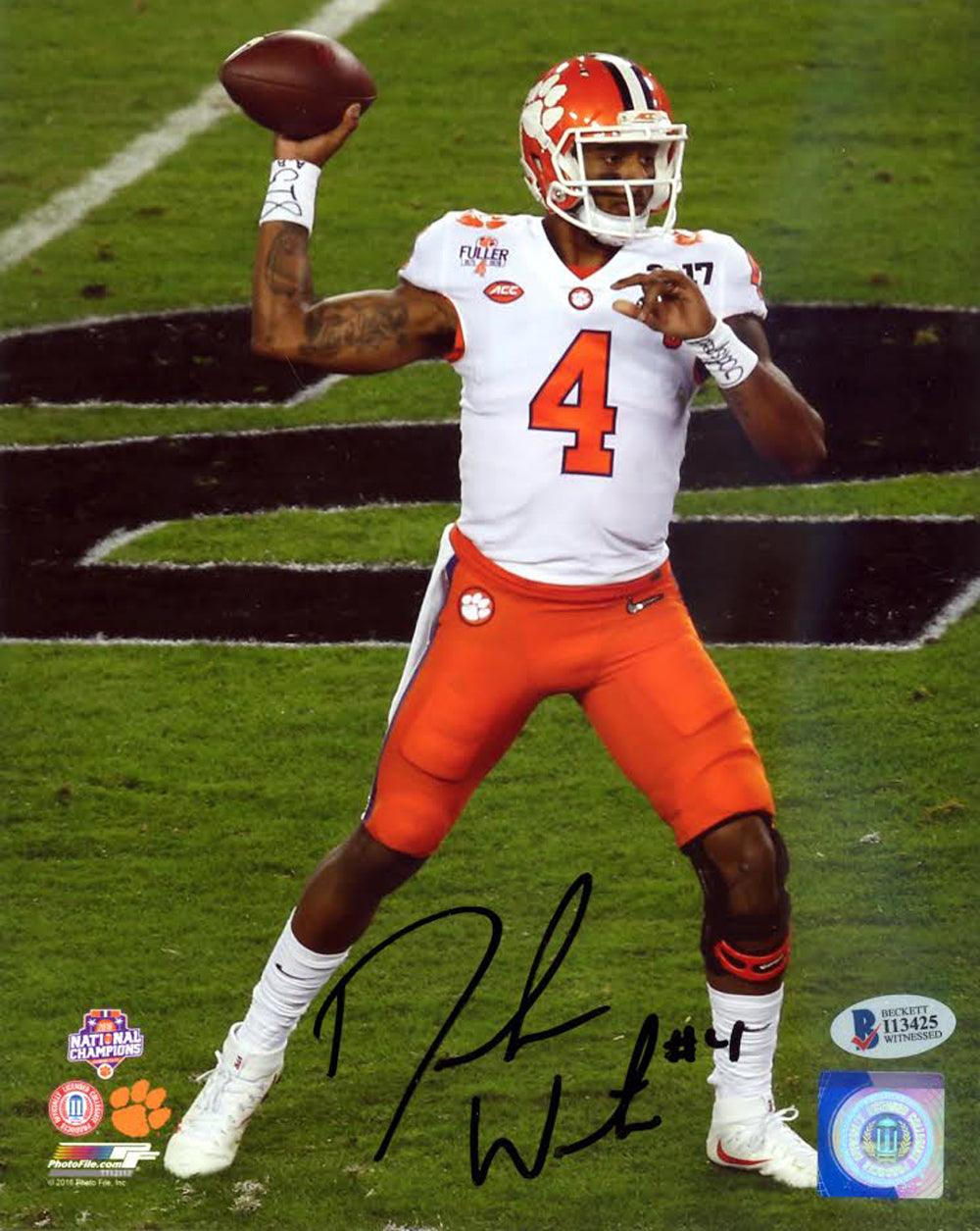Deshaun Watson Autographed 8X10 Photo Clemson Tigers Beckett Bas Stock #113716