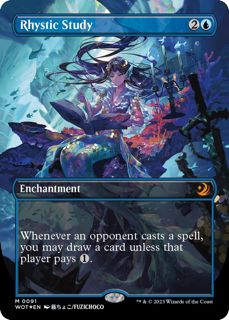 Magic The Gathering Rhystic Study (Anime Borderless) (Confetti Foil) - Wilds Of Eldraine: Enchanting Tales (Wot)